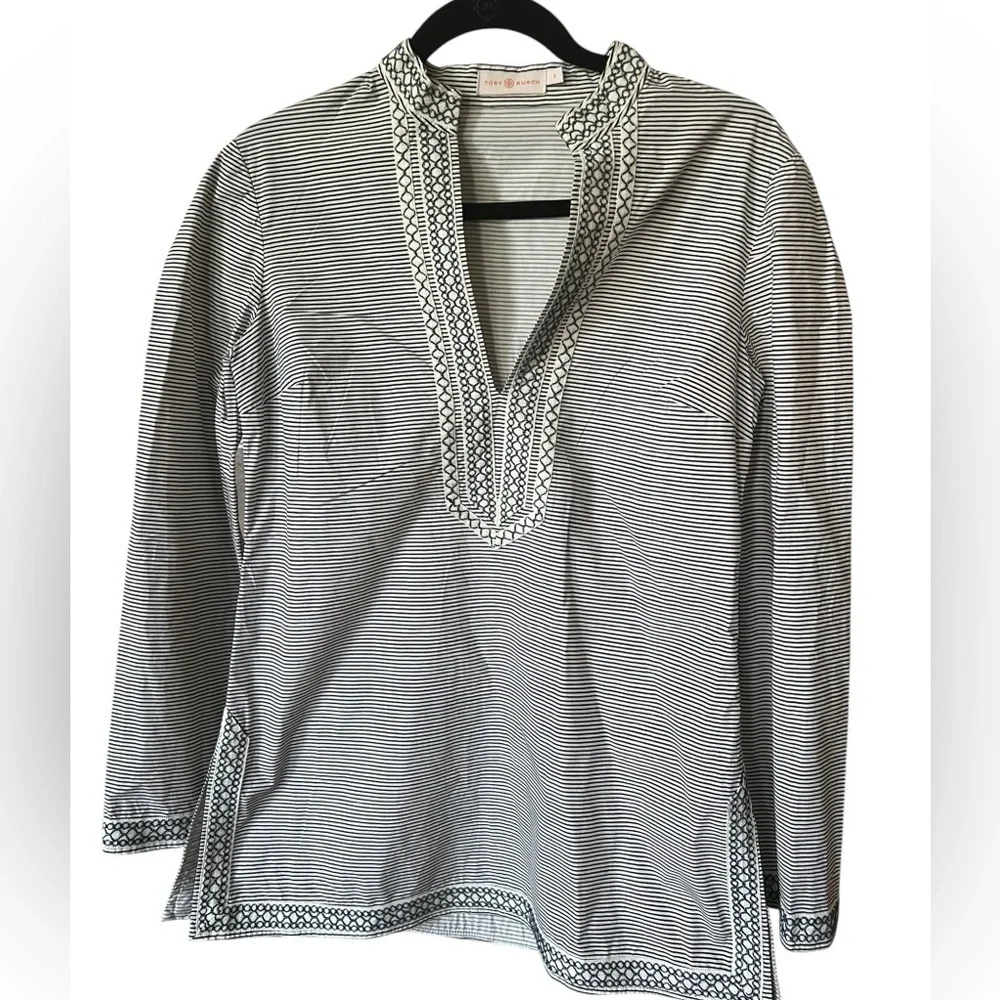 Tory Burch Striped Top in Navy and Cream
